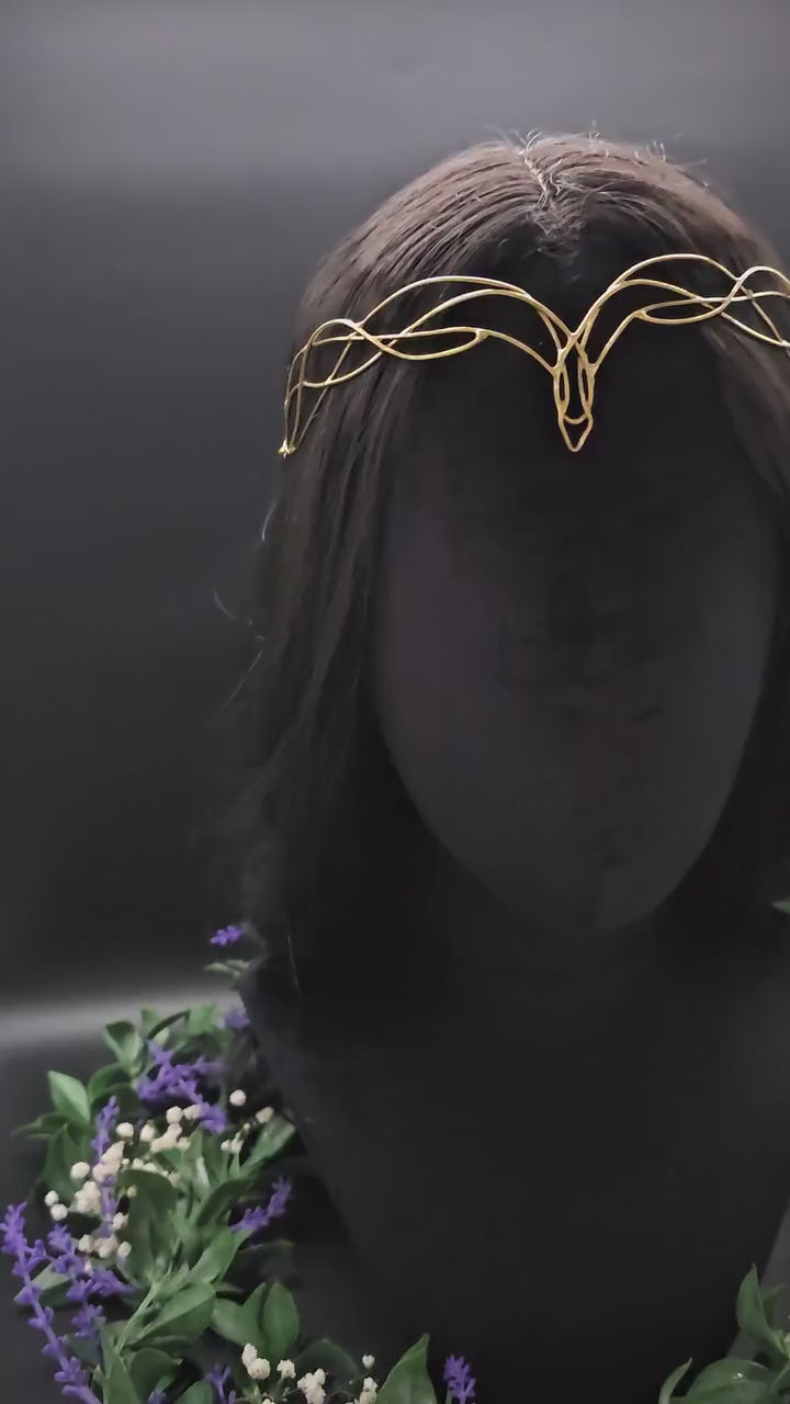 Messing Diadem "Meláre" ~ Draht Tiara ~ Elfenkrone ~ Fantasy Kopfschmuck ~ Größenverstellbar ~ Accessoire für LARP, Cosplay und Hochzeiten