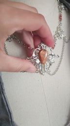 Sonnenstein Halskette ~ Art Nouveau Schmuck mit Naturstein ~ Elbische Kette ~ Jugendstil Fantasy Schmuck ~