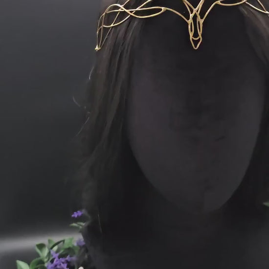 Messing Diadem "Meláre" ~ Draht Tiara ~ Elfenkrone ~ Fantasy Kopfschmuck ~ Größenverstellbar ~ Accessoire für LARP, Cosplay und Hochzeiten