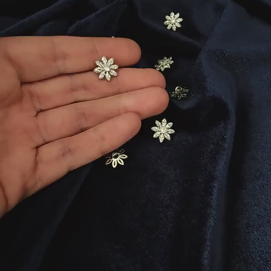 4er Set feine Stern-Knöpfe aus Edelstahl mit Zirkonia - Hochwertig und filigran