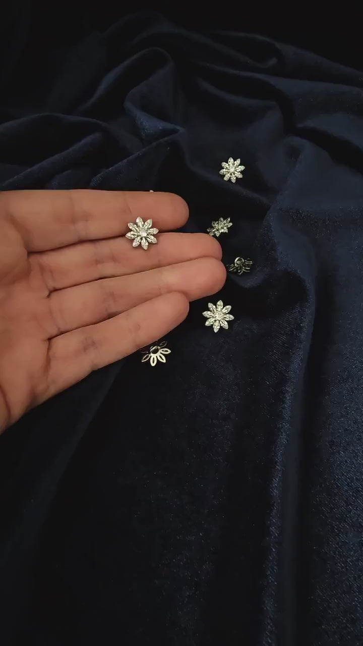 4er Set feine Stern-Knöpfe aus Edelstahl mit Zirkonia - Hochwertig und filigran