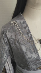 Labradorit Broschenkette ~ Fantasy Ausschnittschmuck mit Kristallen ~ Cape Chain ~ Celestial Jewelry