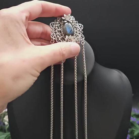 Labradorit Sternen Brosche ~ Art Nouveau Gewandschmuck ~ Fantasy Brosche ~ Elfen Schmuck ~ LARP Accessoire