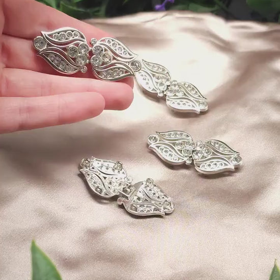 Vintage-Style Strass-Schließen ~ limitiert ~ Funkelnde Metallverschluss-Paare für DIY, Upcycling und Brautmode