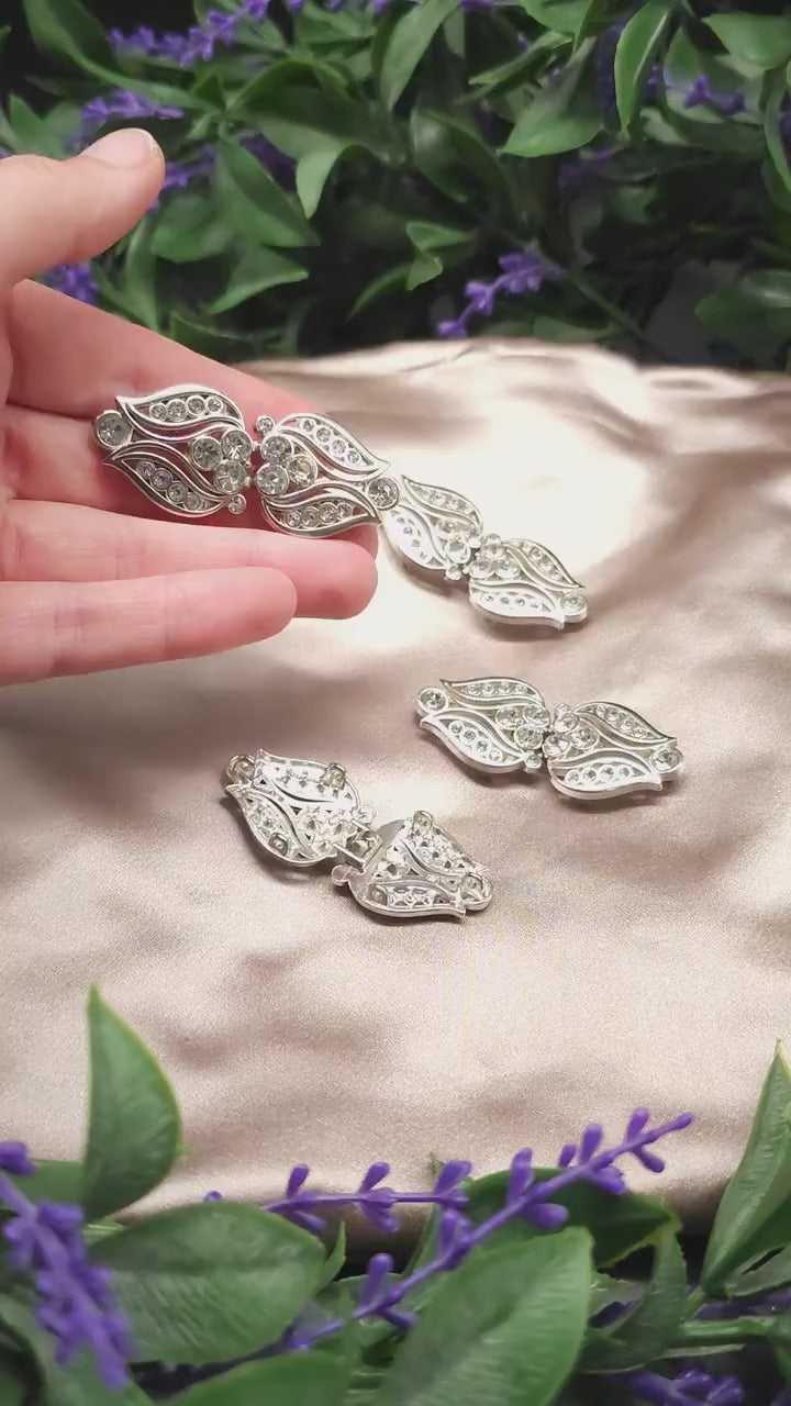 Vintage-Style Strass-Schließen ~ limitiert ~ Funkelnde Metallverschluss-Paare für DIY, Upcycling und Brautmode