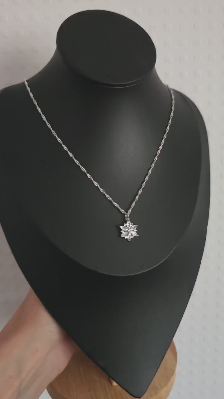 Zirconia Star Necklace ~ Stainless Steel Silver Fantasy Chain ~ Bridal Elven Jewelry
