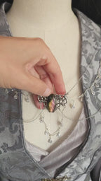 Labradorit Broschenkette ~ Fantasy Ausschnittschmuck mit Kristallketten~ Cape Chain ~