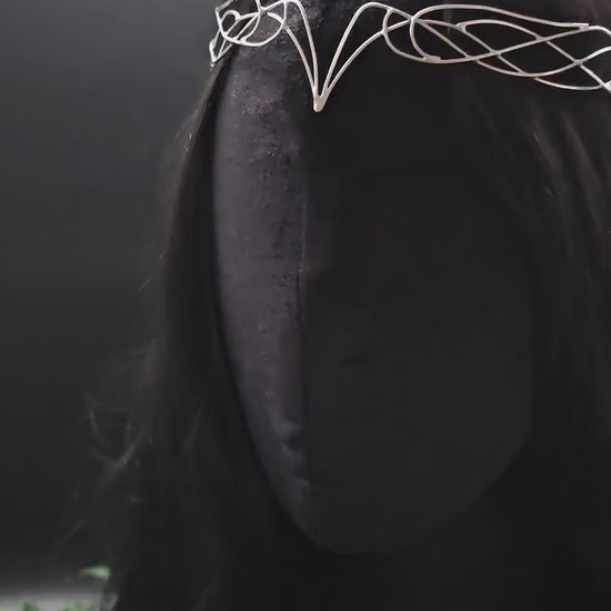 Versilbertes Elfen-Diadem "Nyanvé" ~ Draht Tiara im Art Nouveau Design ~ Größenverstellbar ~ Accessoire für LARP, Cosplay und Hochzeiten