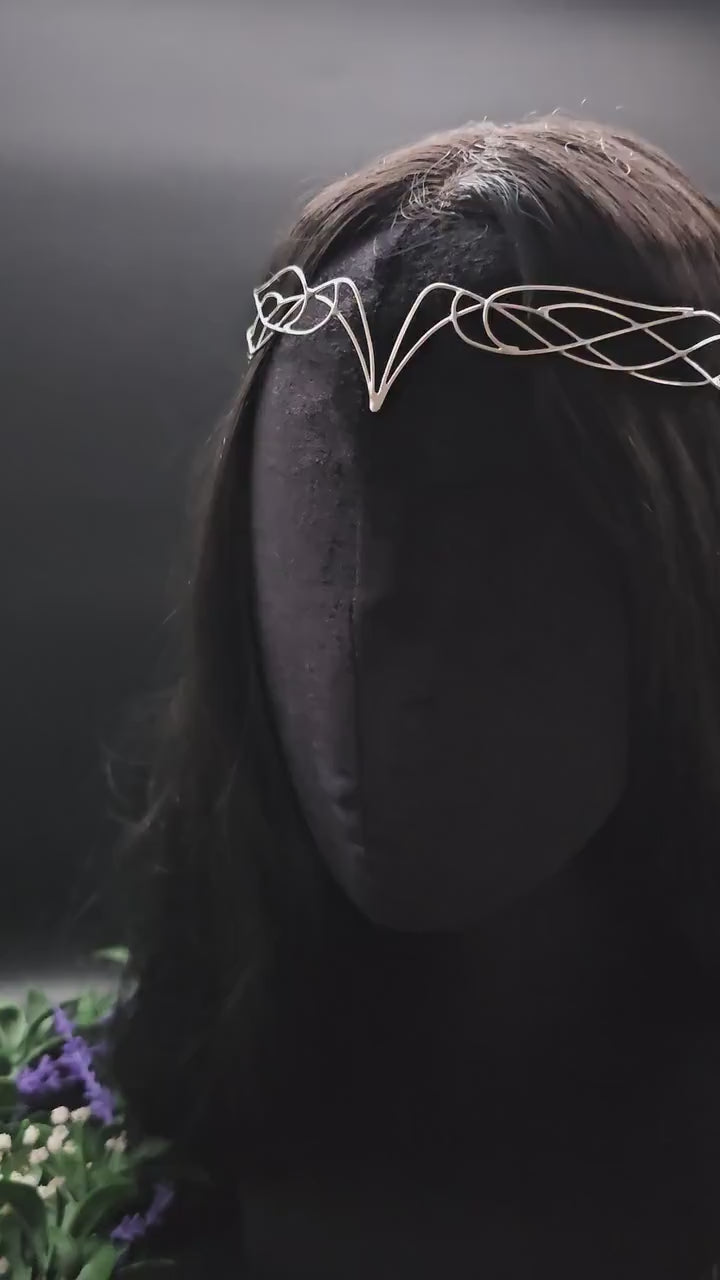 Versilbertes Elfen-Diadem "Nyanvé" ~ Draht Tiara im Art Nouveau Design ~ Größenverstellbar ~ Accessoire für LARP, Cosplay und Hochzeiten