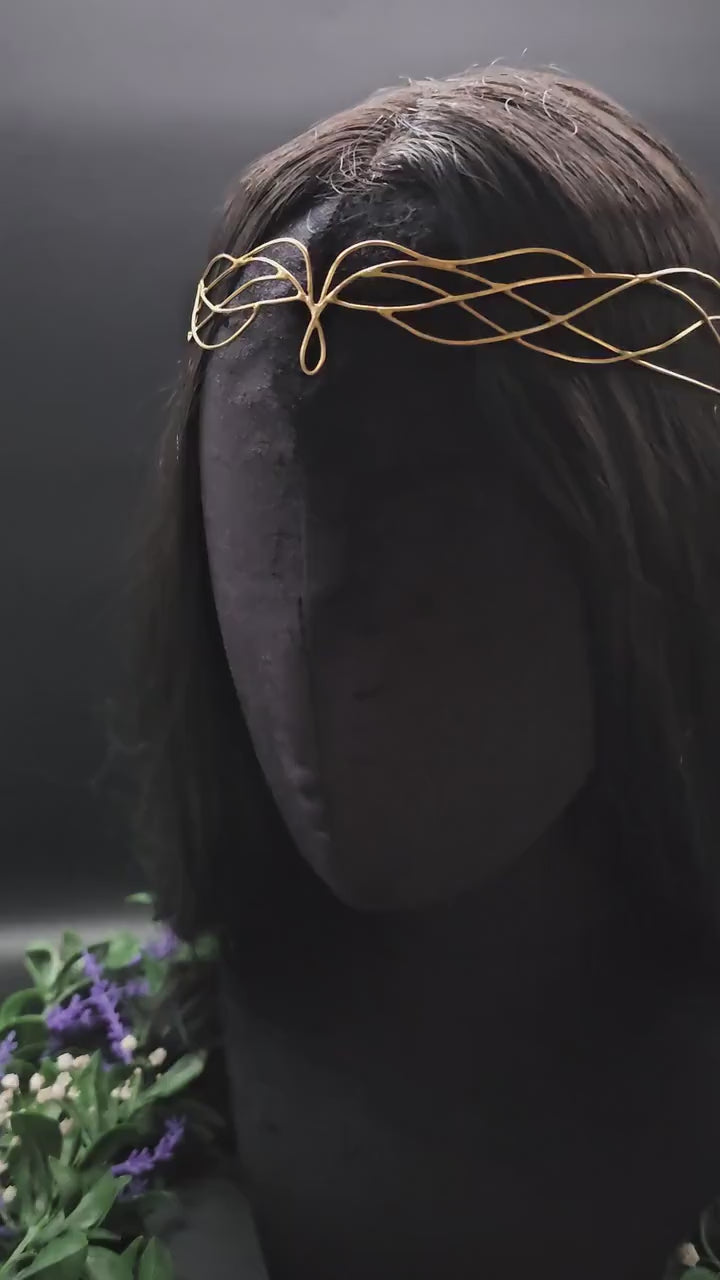 Messing Diadem "Naethé" ~ Draht Tiara im Art Nouveau Design ~ Größenverstellbar ~ Accessoire für LARP, Cosplay und Hochzeiten