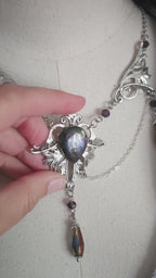 Labradorit Halskette Art Nouveau ~ Jugendstil Kette mit violettem Labradorit ~ Fantasy Schmuck ~ Gothic Statement Necklace