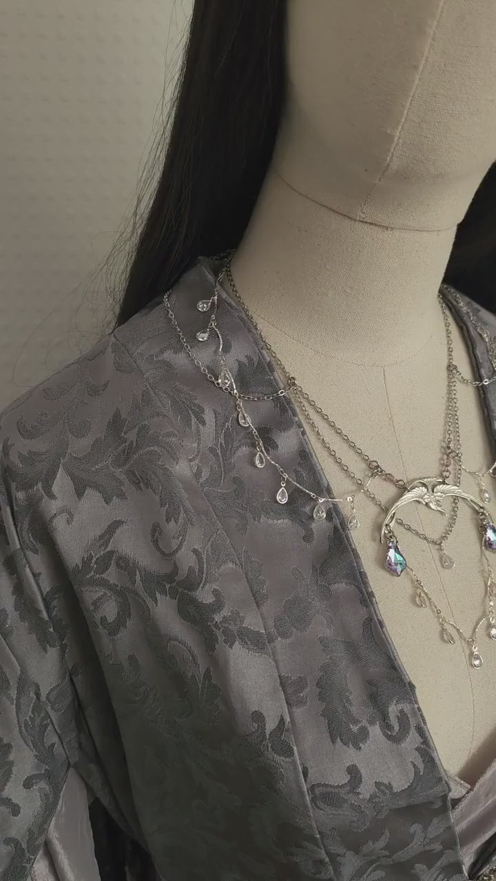 Halskette mit Swarovski Kristallen ~ Schmuck im Art Nouveau Stil ~ Gothic Accessoire ~ Größenverstellbar