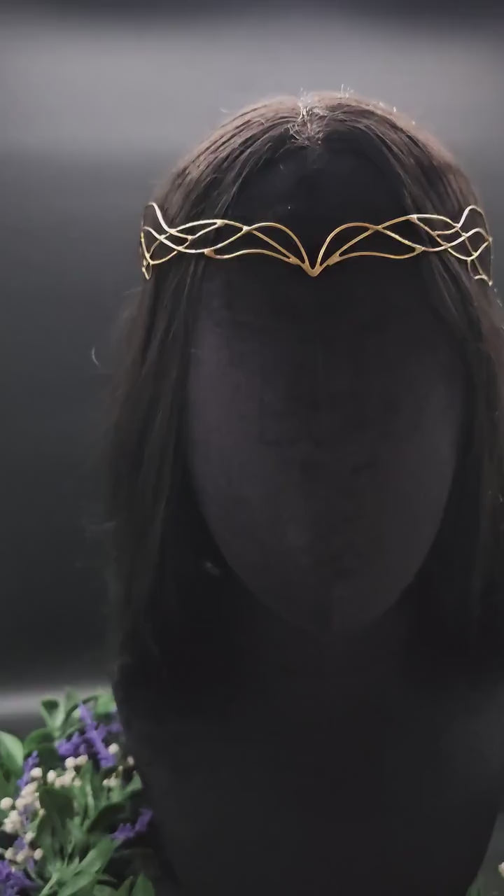 Messing Diadem "Eryánn" ~ Draht Tiara im Art Nouveau Design ~ Größenverstellbar ~ Accessoire für LARP, Cosplay und Hochzeiten