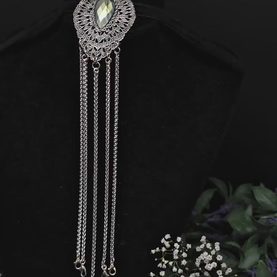 Art Nouveau Labradorite Chatelaine: Handmade Costume Clip