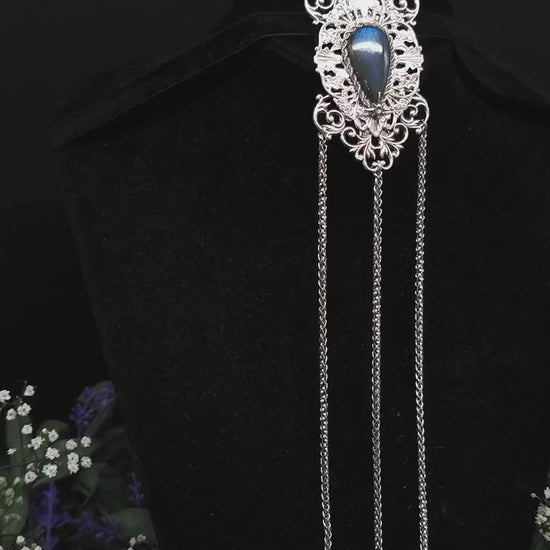 Art Nouveau Labradorite Brosche ~ Gothic, Fantasy & Mittelalter Accessoire