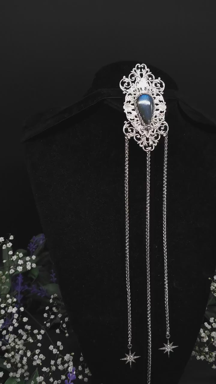 Art Nouveau Labradorite Brosche ~ Gothic, Fantasy & Mittelalter Accessoire
